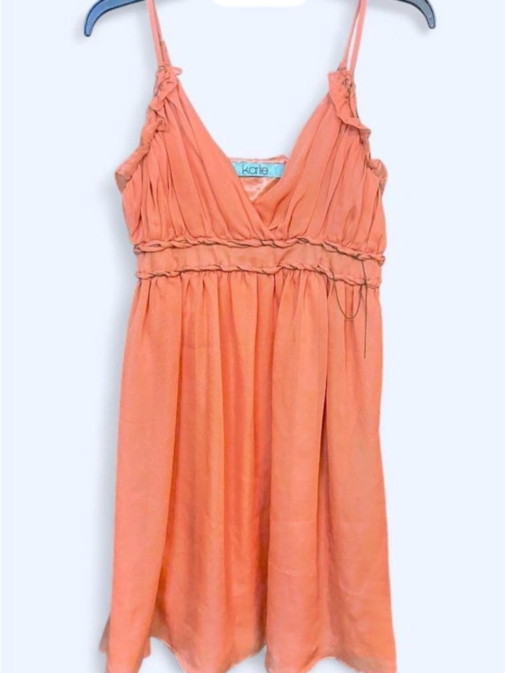 Karlie Coral-Peach Spaghetti Strap Cocktail Dress